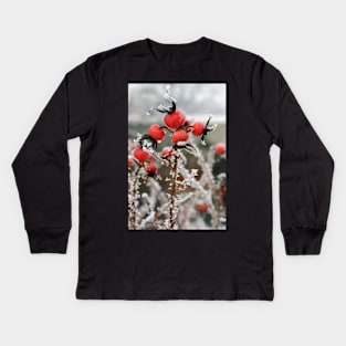 Frost on Rosehips Kids Long Sleeve T-Shirt